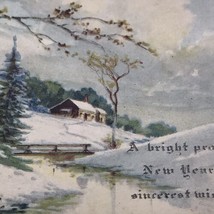New Years Vintage Postcard Antique Winter Scene - £10.16 GBP