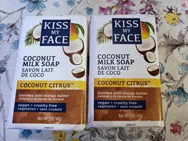 Lot of 2 Kiss My Face Soap, Coconut Milk, Coconut Citrus 5 Ounce Bars - £23.36 GBP