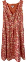 Merona Dress Women&#39;s Size 6 Orange V Neck Fit Flare Sleeveless Silky Lined - $10.04