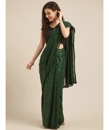 Indian traditional Party Wear Sequinned Pure Georgette Saree- Embellishe... - £47.36 GBP