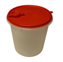 Vintage Tupperware Storage Container with Spout Round Clear Red Lid 510-... - $20.88 CAD