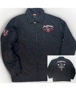 Barrett Jackson Jacket Mens Large Quilt Lined Detroit Garage Big V8 Logo... - $62.62