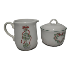 VTG Corelle Coordinates Callaway Holiday, Christmas Sugar &amp; Creamer Set 1999 - £10.46 GBP