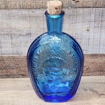 Vintage Wheaton, NJ Blue Decanter &amp; Original Cork - Ben Franklin Glass House - £15.89 GBP