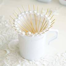100 Pearl Skewers 4.75&quot;&quot; Natural Bamboo Picks Wedding Party Bar Buffet Supplies - £7.71 GBP