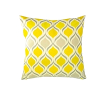 Decorative Pillow, White Cotton Pillow, Yellow Grey Pattern Pillow, 16x16&quot; - £23.18 GBP