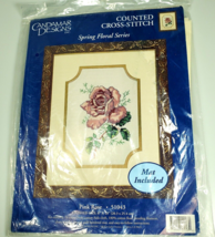 Candamar Designs Counted Cross Stitch Kit Spring Floral Series Pink Rose 51043 - £7.54 GBP