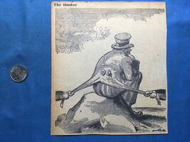 World War 2 WW2 Comic Sketch ORIGINAL From newsprint - THE THINKER UNCLE... - $19.78