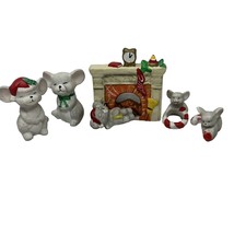 Christmas Mistletoe Mice Salt  Pepper Shaker Candle Huggers Tealight Hol... - $19.77