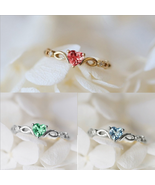 [Jewelry] Elegant Crystal Love Heart Silver Gold Ring for Party - Size U... - £8.78 GBP