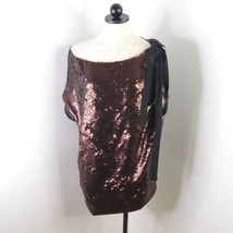 Robert Rodriguez Women 6 Metallic Sequin Off-Shoulder Oversized Tunic Mini Dress - £28.24 GBP