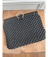 Vintage Black Macrame Clutch Gold Ring 8” x 6” - $34.20