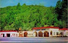Vtg Chrome Postcard Laytonville California CA Czech Lodge Hotel Shell Gas Sign - £11.86 GBP