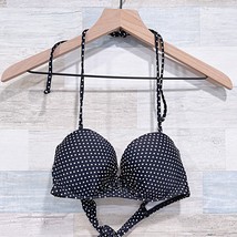 California Waves Polka Dot Strappy Halter Bikini Top Black White Womens ... - £9.37 GBP