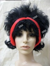 Chunky Gothic Wig Black with Red Streaks Goth Punk Evil Pixie 90s Grunge... - $12.82