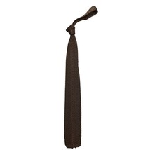 VTG Mens Neck Tie Dark Brown Wool  Knit Square End - $16.04