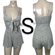 Navy &amp; Ivory Leopard Front Tie Romper~Size S - $27.12