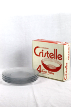 Cristelle by J. G. Durand Arcoroc Pyrex Clear Glass 4 Soup Round Plates 8&quot; - £30.26 GBP