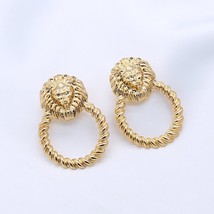 GSOLD Fashion Geometric Hip Hop Lion Head Big Stud Earring Exaggerated For Women - £6.77 GBP