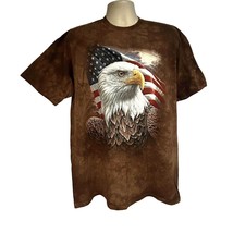 The Mountain Brown Tie Dye Bald Eagle Graphic T-Shirt 2XL Patriotic USA Flag - $24.74