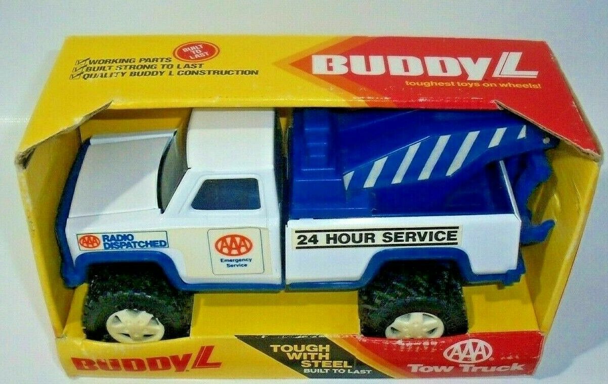 BuddyL AAA Tow Truck Pressed Steel & Plastic 1989 W/ Working Parts - $13.86