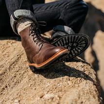 Mens Rugged Handcrafted Lace-up Boots in Goodyear Welt Construction Vintage Natu - £130.28 GBP