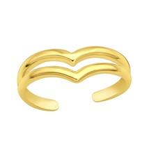 V Shape Toe Ring 925 Sterling Silver Gold Plated - £14.02 GBP