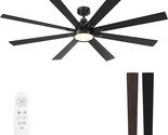 The 62-Inch Large Ceiling Fans With Lights And Remote Are Made Of Wood O... - £203.57 GBP