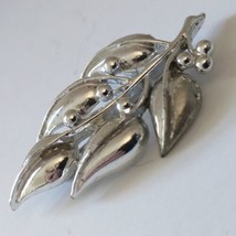 Sarah Coventry Brooch Silent Spring Pin Branch Berry Leaf Silver Tone Vi... - $16.81