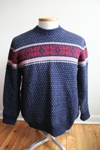 St. Michael 44&quot; Shetland Wool Blue Fair Isle Sweater UK - £19.52 GBP