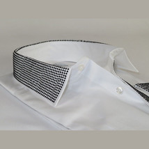 Men CEREMONIA Formal Shirt Rhinestone 100% Cotton Turkey #stn 13 tsb white Fancy image 5