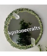 18” Aventurine, Peridot &amp; Quartz Round Mirror | Handmade Crystal Wall Mi... - €706,99 EUR