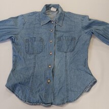 B.N.B. Best World Brand Women's Blue Long Sleeve Button Up Cotton Shirt Size M image 12