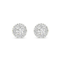 0.50 Ct TDW Round Diamond Halo Stud Earrings in 10K White Gold - £383.78 GBP