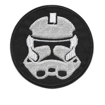 STORMTROOPER IRON ON PATCH 3&quot; Round Star Wars Black White Embroidered Ap... - £3.81 GBP