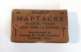 Vintage Box of Graffco MapTacks Medium Map Pin Tacks M 2 RED  PARTIAL BOX - £7.07 GBP
