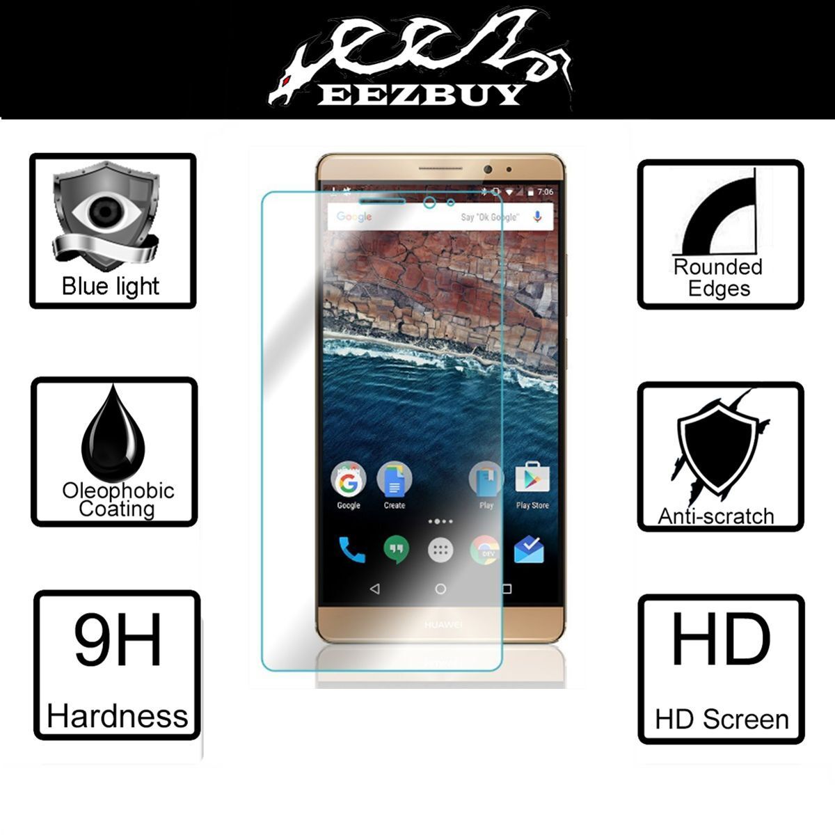 Anti-Blue Light Tempered Glass Screen Film Protector for Huawei Mate 8 - $5.45