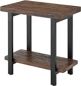 Pomona Metal And Wood End Table, 17 In X 27 In X 27 In, Brown - £347.56 GBP