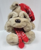Vintage Christmas Commonwealth Bulldog Plush Stuffed Animal 1984 - $9.74