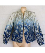 Chico&#39;s 1 M 8 10 Ombre Blue Silver Ice Open Front Zipped Pocket Jacket - €17,16 EUR