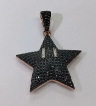 2Ct Round Cut Lab Created Black Diamond  Star Pendant 14K Rose Gold Plated - £156.66 GBP