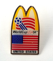 VTG McDonald&#39;s FIFA World Cup USA &#39;94 Lapel Pin American Flag Soccer Ball Sport - £7.11 GBP