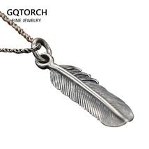 Terling silver wing pendant retro vintage type eagle feather pendants for men and women thumb200