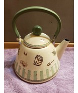 Pfaltzgraff Enamelware Teapot Tea Pot Tea Kettle Naturewood FS - £23.60 GBP