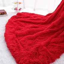 Red 50&quot; X 60&quot; Homore Soft Fluffy Blanket Fuzzy Sherpa Plush Cozy Faux Fur Throw - £31.64 GBP