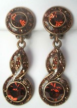 BIJOUX NEW YORK DESIGNS Clip Earrings Brown Glitter Enamel Rhinestones D... - $44.95