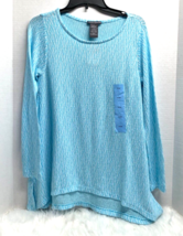 New Chelsea and Theodore Womens Sz L Blue Lightweight Sweater Tunic Text... - £15.56 GBP
