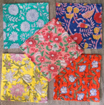 1 Dozen 20&quot; Cloth Dinner Table Napkins for Weddings Block Printed Cotton... - $9.79+