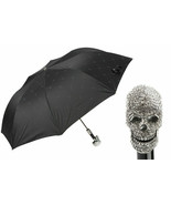 Pasotti Luxury Swarovski Skull Folding Umbrella Man Lux New - £285.08 GBP