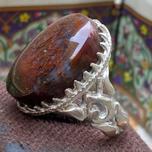 AGATE sultani 925 sterling Silver ring Natural Yemen Agate Aqeeq خاتم عقيق داودي - £145.23 GBP